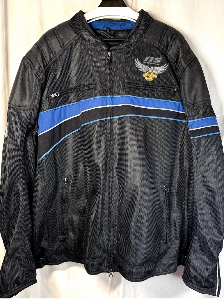 HarleyDavidson Black  Blue Lightweight Riding Jacket Nwot Rare
